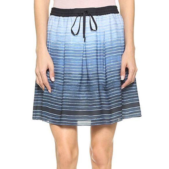 Vince Silk French Blue Watercolor Skirt - Picture 2 of 10